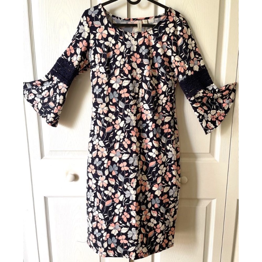 TACERA Floral bell sleeve midi dress